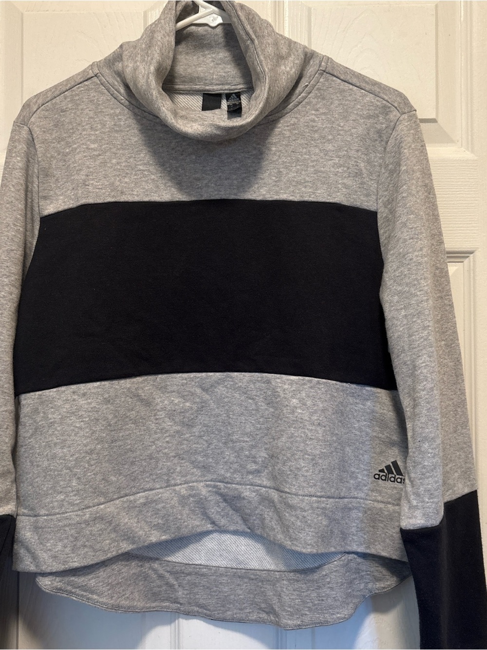 adidas Gray & Black Colorblock Funnel Neck Zip-Up Sweatshirt